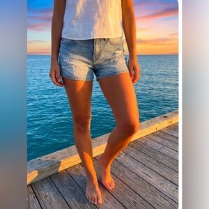 Studio Blue Women's Distressed Jean Shorts - Light Blue